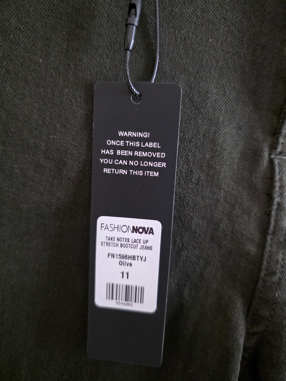Fashion Nova Olive Stretch Bootcut Jeans